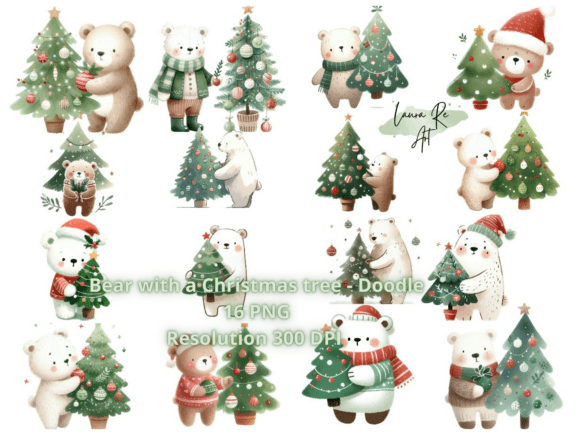 Bear with a Christmas Tree Doodle: Illustrations Review