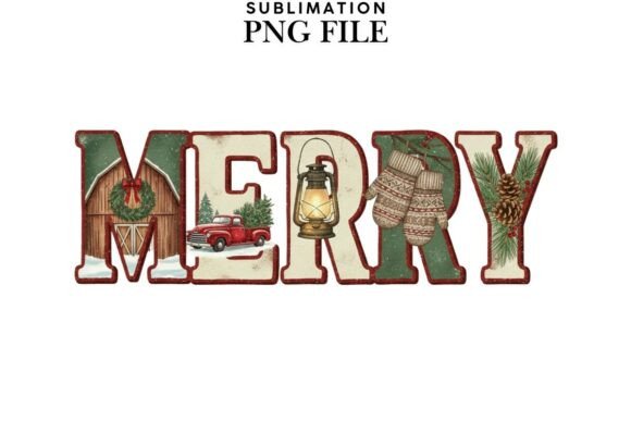 Christmas Words PNG: Festive Illustrations for Tees