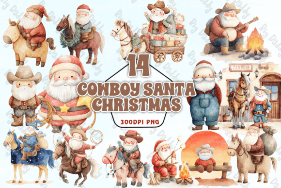 Cowboy Santa Christmas Clipart PNG: Illustrations Review