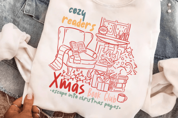 Cozy Readers Christmas PNG: Festive Illustrations