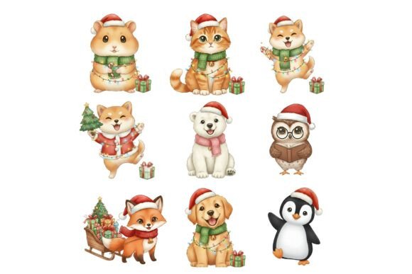Cute Christmas Animal Clipart Bundle: Illustrations Review
