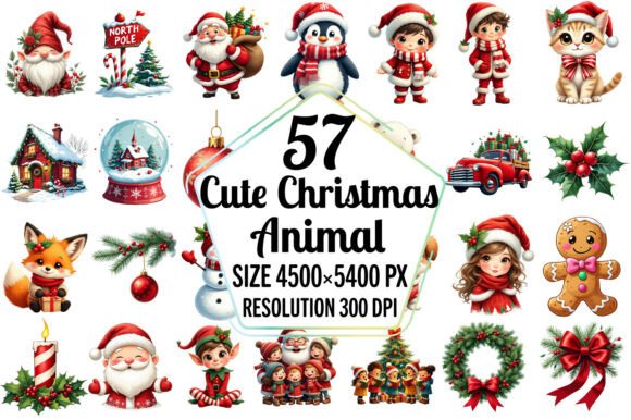Cute Christmas Animal Clipart Png Bundle Review