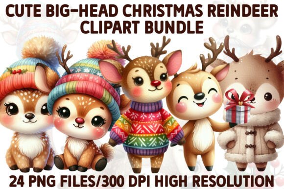 Cute Reindeer Clipart: Festive Illustrations