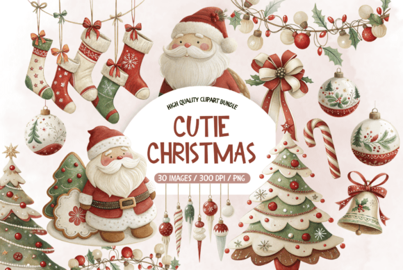 Cutie Christmas Clipart Bundle: Festive Illustrations