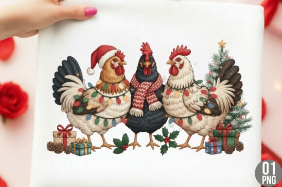 Faux Yarn Chicken Christmas Png: Festive Illustrations