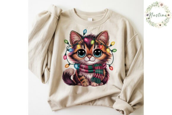 Festive Cat Christmas Lights PNG Clipart Review