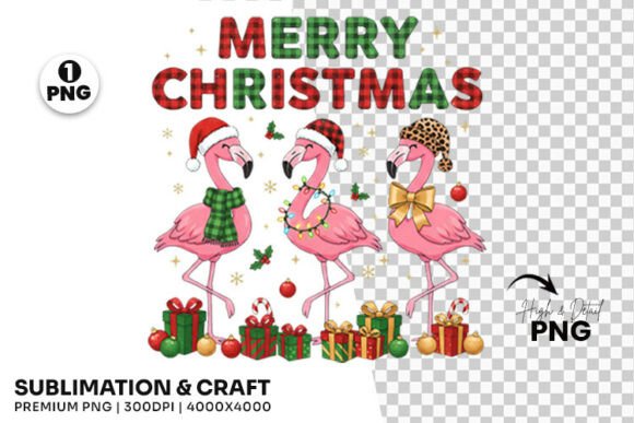 Flamingo Christmas Sublimation PNG: Festive Illustrations