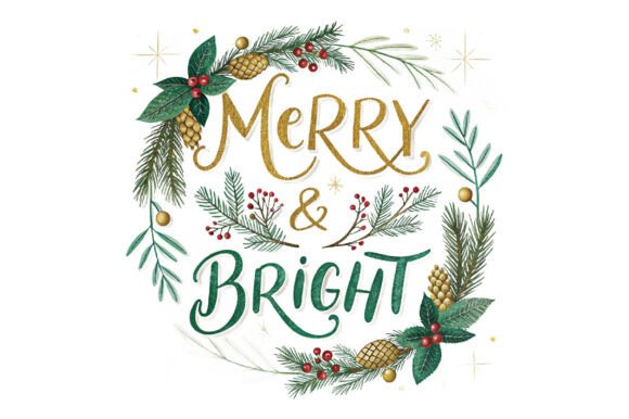 Merry Bright Christmas PNG: Festive Illustrations