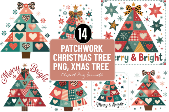 Patchwork Christmas Tree Png: Festive Illustrations