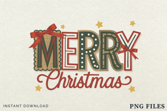 Preppy Merry Christmas Png, Coquette PNG Illustrations