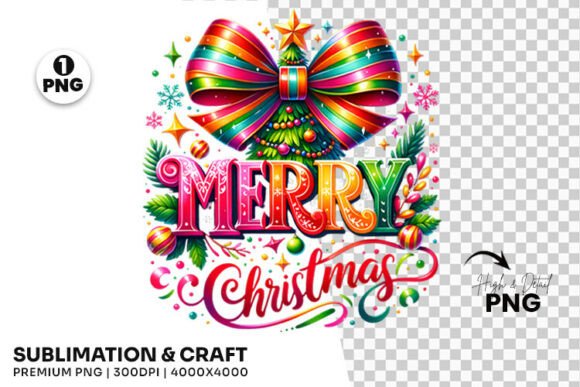 Rainbow Bow Christmas PNG for Illustrations