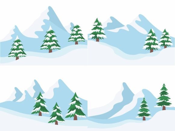 Review: Christmas Snowy Tree and Mountain Illustrations