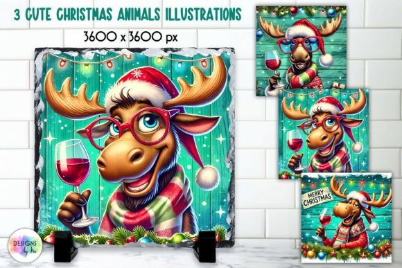 Reviewing Cute Christmas Animals Illustration for Embroidery
