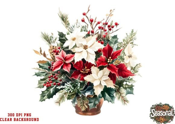 Ruby Bloom Christmas Bouquet PNG: Festive Illustrations