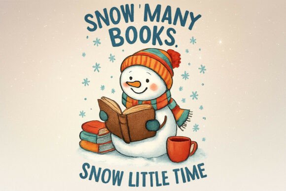 Snowman Reading Books Christmas PNG: Festive Illustrations