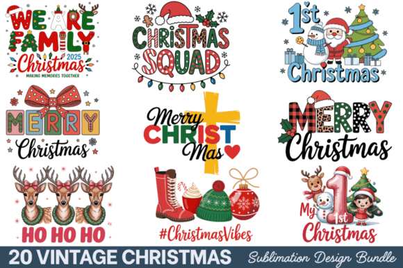 Vinttage Christmas PNG Bundle for Illustrations